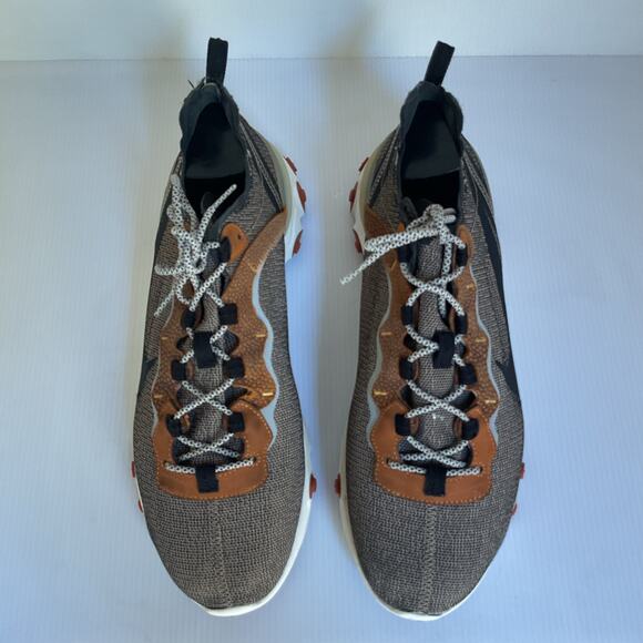 Nike React Element 55 Brown Orange Black Sneakers Men’s Size 11 - Picture 5 of 9